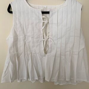 White Sleeveless Pleated Top